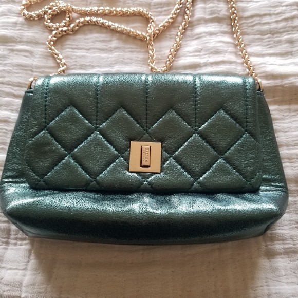 Dune London | Metallic Green Crossbody Bag - Picture 2 of 7